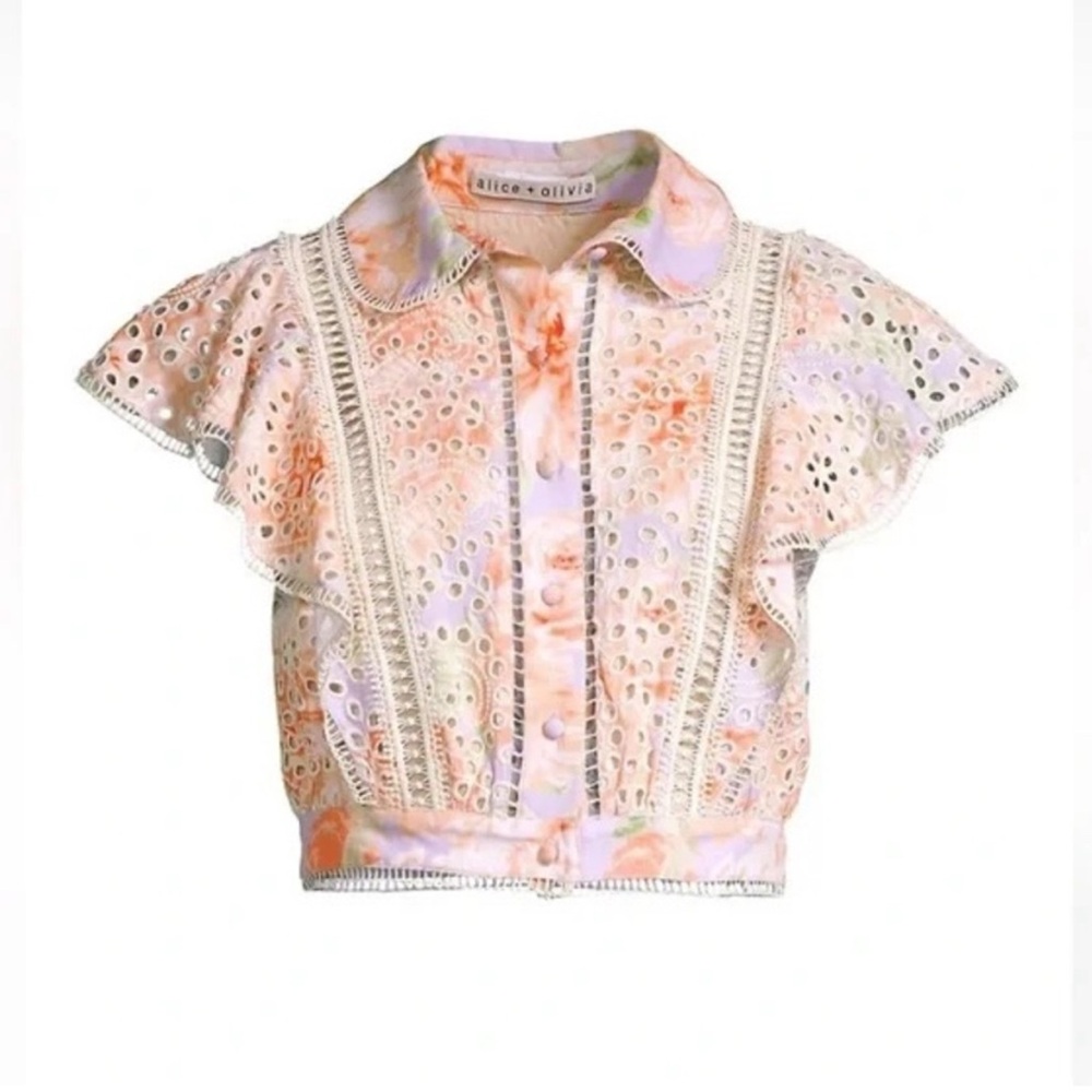 Alice + Olivia Kids Pastel Eyelet Blouse